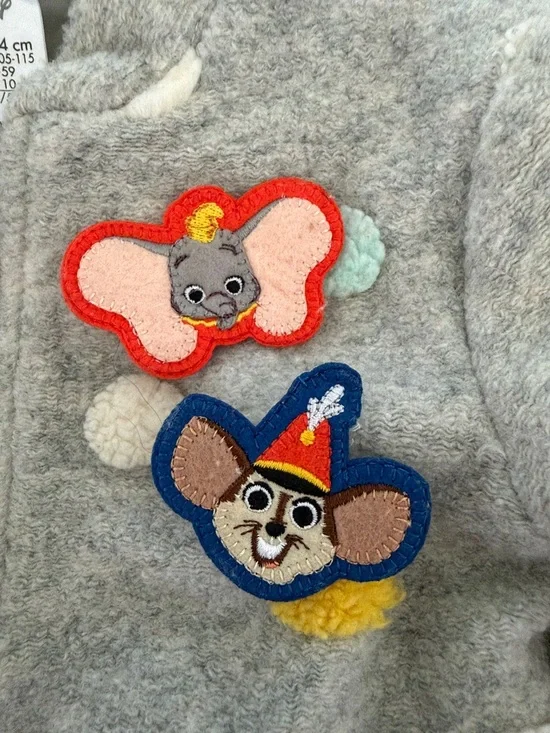 Disney dumbo Gray Polka Dot Kids Bomber Jacket with Colorful Patches - Picture 2 of 6